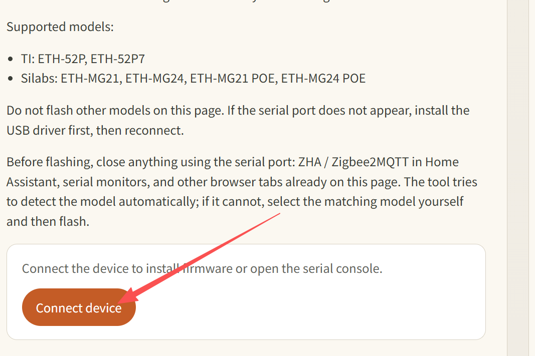 点击 Connect device 连接设备