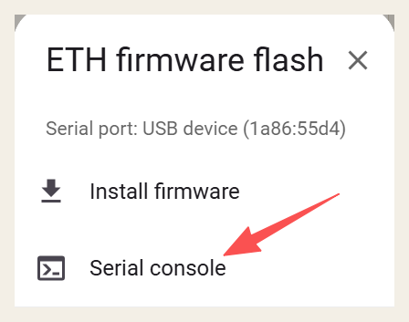打开 Serial console 查看日志